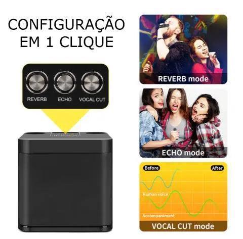 Karaokê Mbox Portátil - Dois microfones sem fio